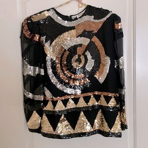 Vintage Oleg Cassini Beaded Top sz S